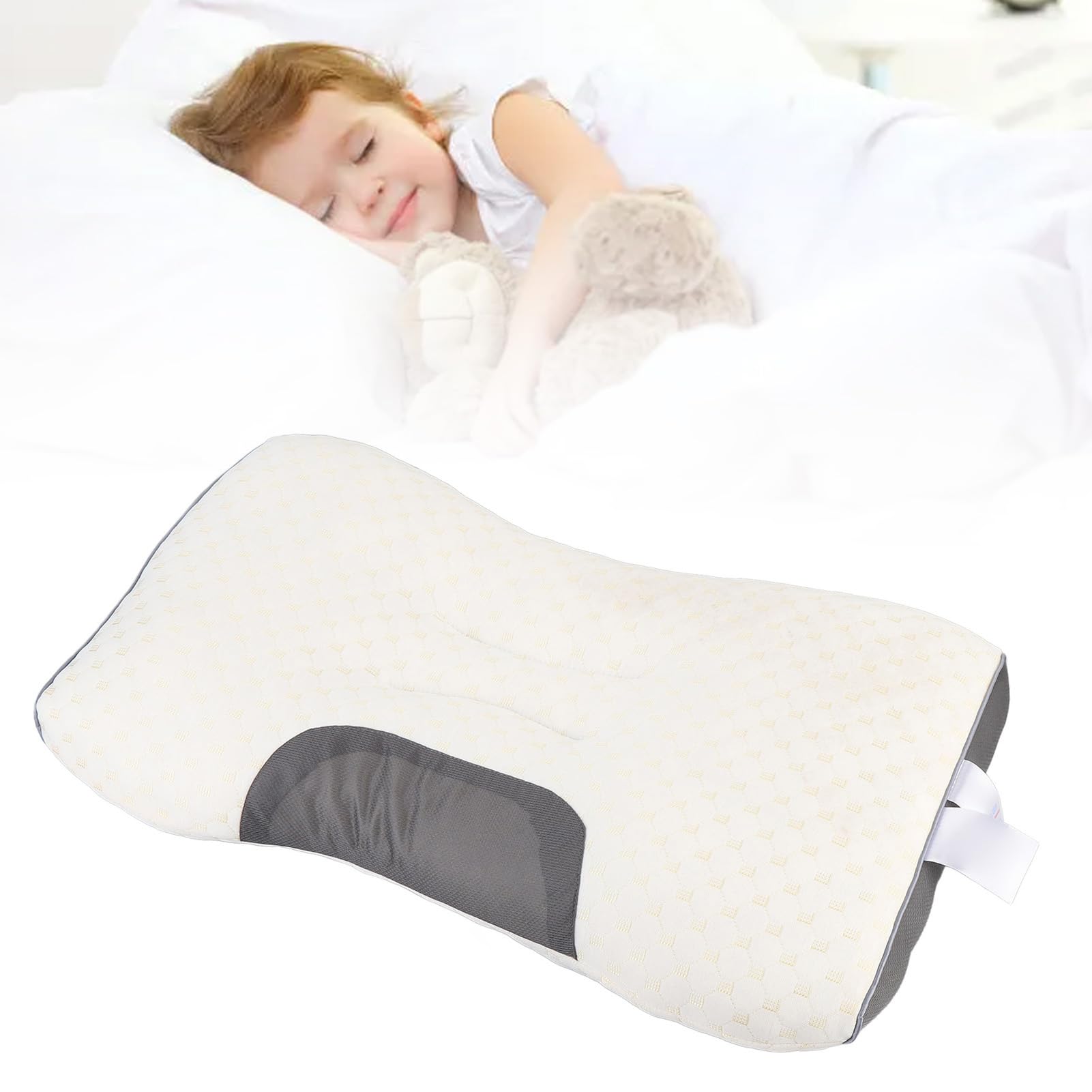 Aramox Almohada, Soporte Ergonómico para el Cuello con Fibras Transpirables, Diseño Contorneado para Personas Que Duermen Boca Arriba y de Lado (2PCS)