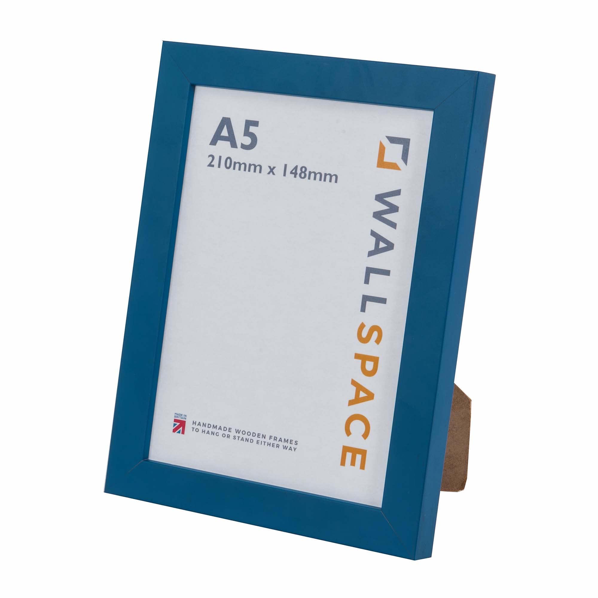 Wall Space A5 Blue Picture Frame | Blue A5 Photo Frame | 210x148mm | 210 x 148mm | 21.0x14.8cm | Solid Wood Wooden with Real Glass | Handmade in UK