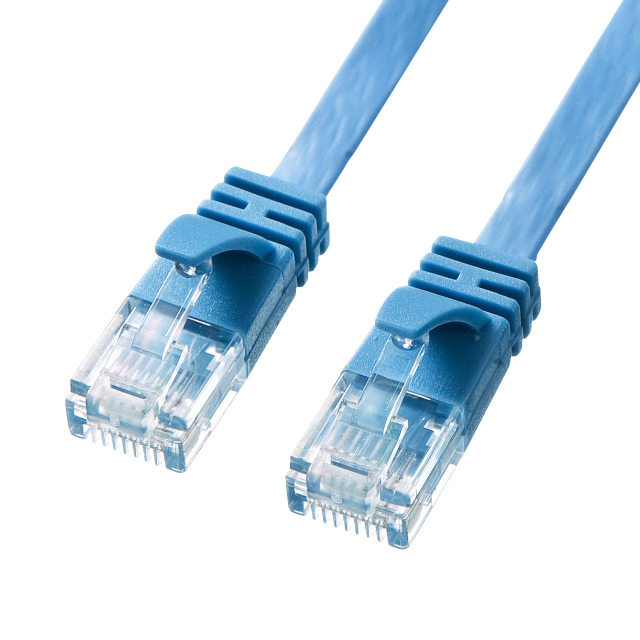 Sanwa Supply KB-FL6A-03BL CAT6A Flat LAN Cable, 9.8 ft (3 m), 10Gbps/500 MHz, RJ45, Anti-Break, Blue