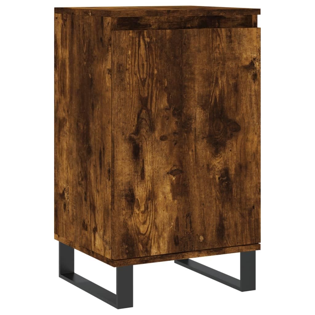 Générique Bufet z 2 przegródkami wędzony dąb 40 x 35 x 70 cm drewno inżynieryjne, szafka do przechowywania z metalowymi drzwiami i nogami, meble wystawowe do salonu