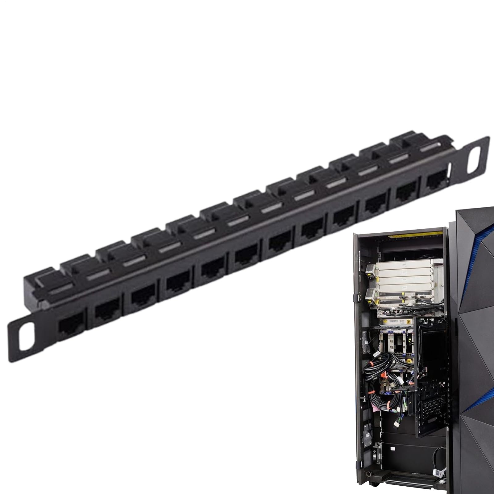 Panel de red de 12 puertos CAT6 CAT5E, rack distribuidor y organizador de cables sin blindar 8