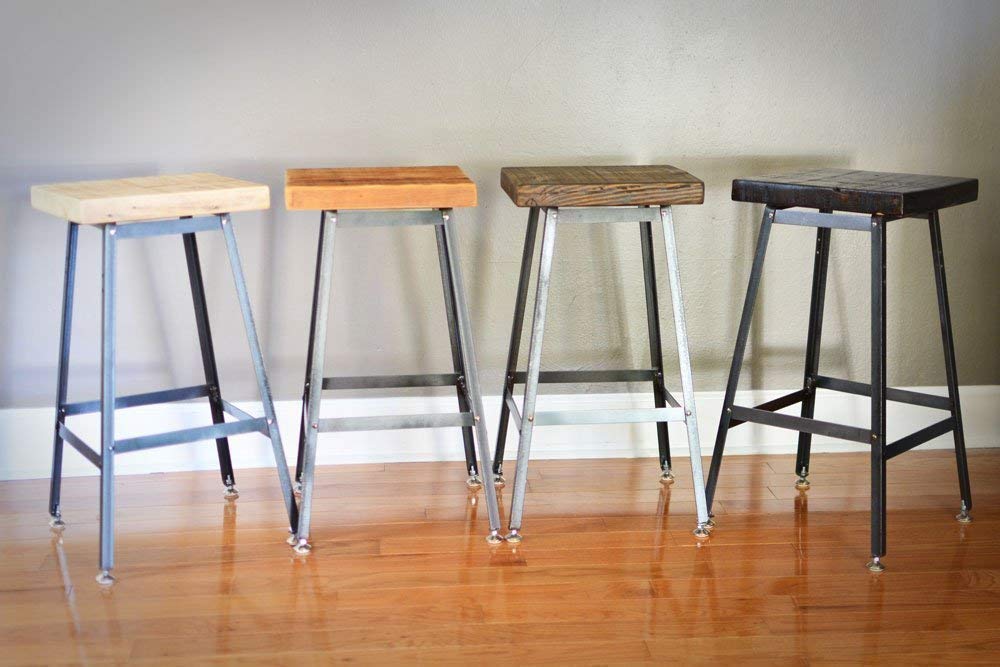 Barstool, Counter stool, Work Stool, Commercial Barstool, Reclaimed Wood Industrial steel, Set of 4, Free Shipping