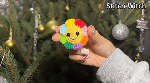 Miniatura 6 de Regalos de Navidad de ganchillo, hecho a mano lindo ganchillo bolsillo Hug Token, regalos pequeños, tarjetas de felicitación, Rainbow Sunflower