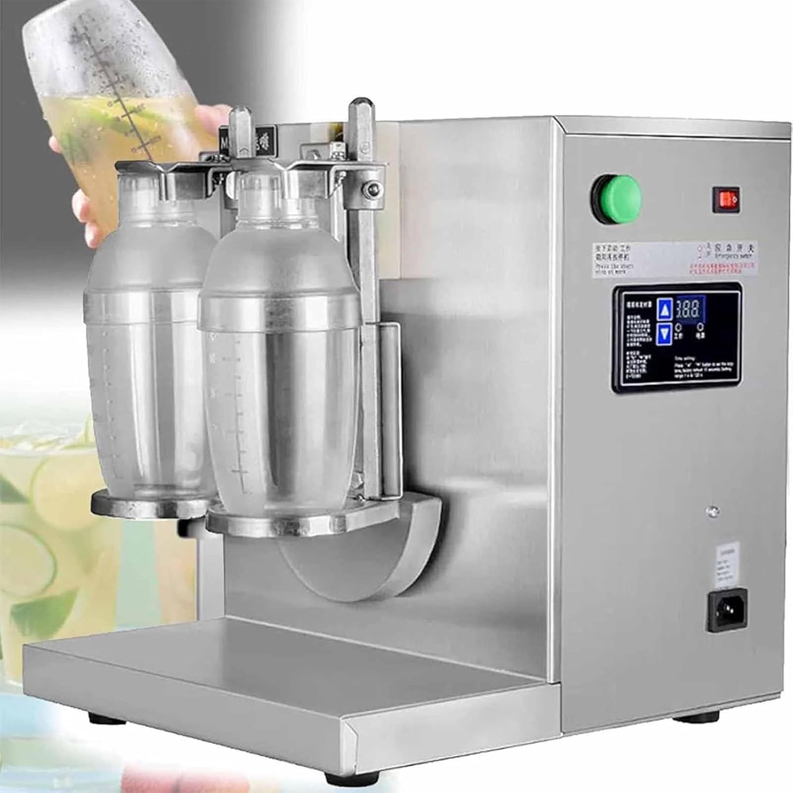 PioMue Electric Milk Tea Shaker, Automatic Milk Tea Shaker Machine,Double Frame Bubble Boba Shaker Machine, Efficient Mixing for Tea,Juice,Coffee,Wine