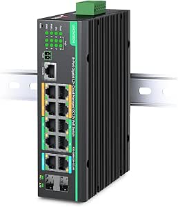 LINOVISION Industrial 12 Ports L2+ Cloud Managed PoE Switch with DC8~57V Redundant Power Input, Full Gigabit Solar PoE Switch, IEEE802.3af/at, Total PoE Budget 240W