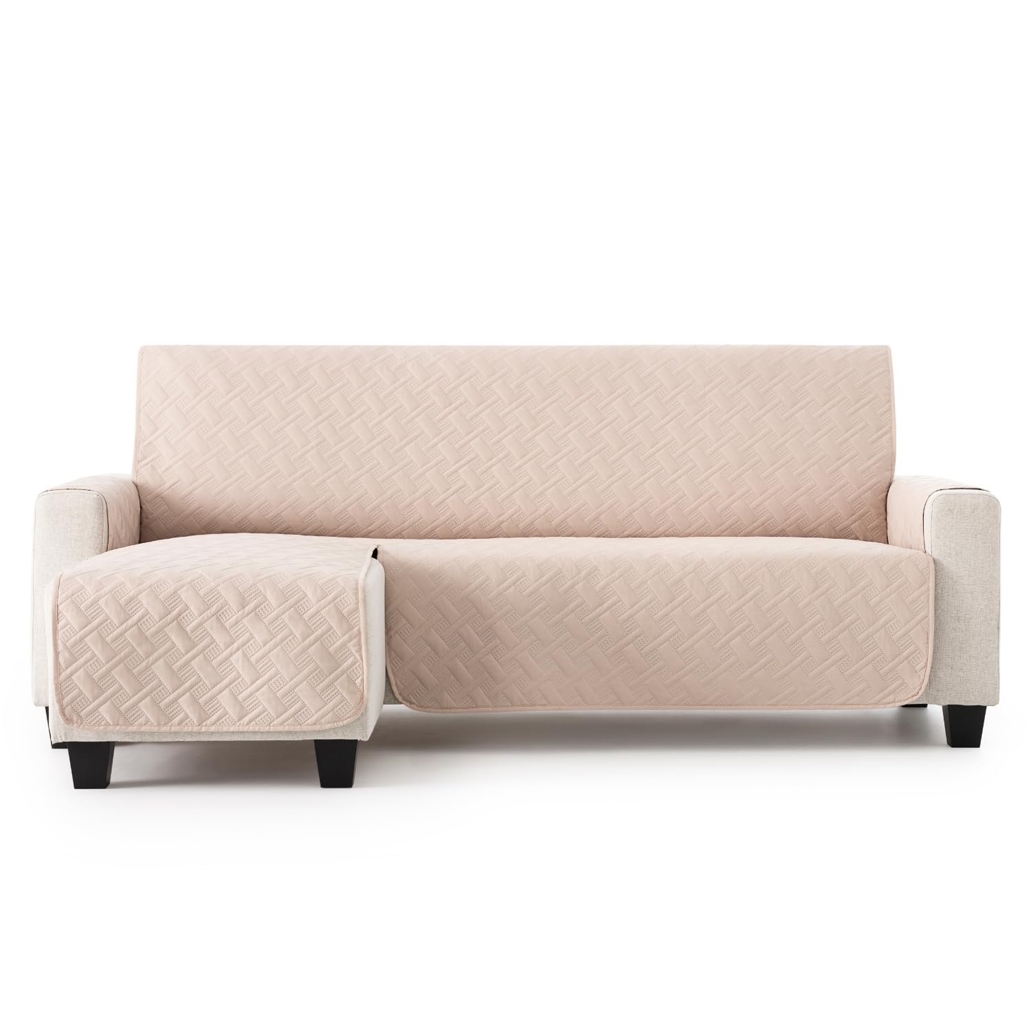 Maxicovers | Dry Protect Sofa Cover | Beige | Left Chaise Longue 240 cm | Liquid Repellent | Padded | Stain Resistant Protective Cover | Suitable for Pets OEKO-TEX STANDARD 100