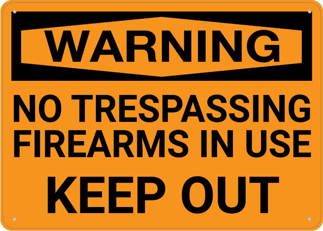 Warning No Trespassing Firearms In Use Keep Out Aluminum Metal Sign 12"x8" UV Printed Rust-Free For Home/Business/Driveway Use