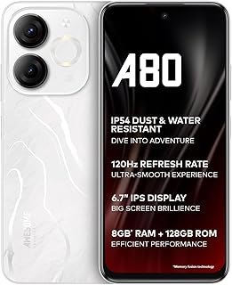 اي تيل A80 | معدل تحديث 120Hz | شاشة ثقب | كاميرا فائقة HDR 50MP | مقاومة للغبار والرذاذ IP54 | طلاقة لمدة 3 سنوات | اشعارات ضوء الحلقة | ذاكرة RAM 4+4GB | روم 128GB | ابيض جلاسير