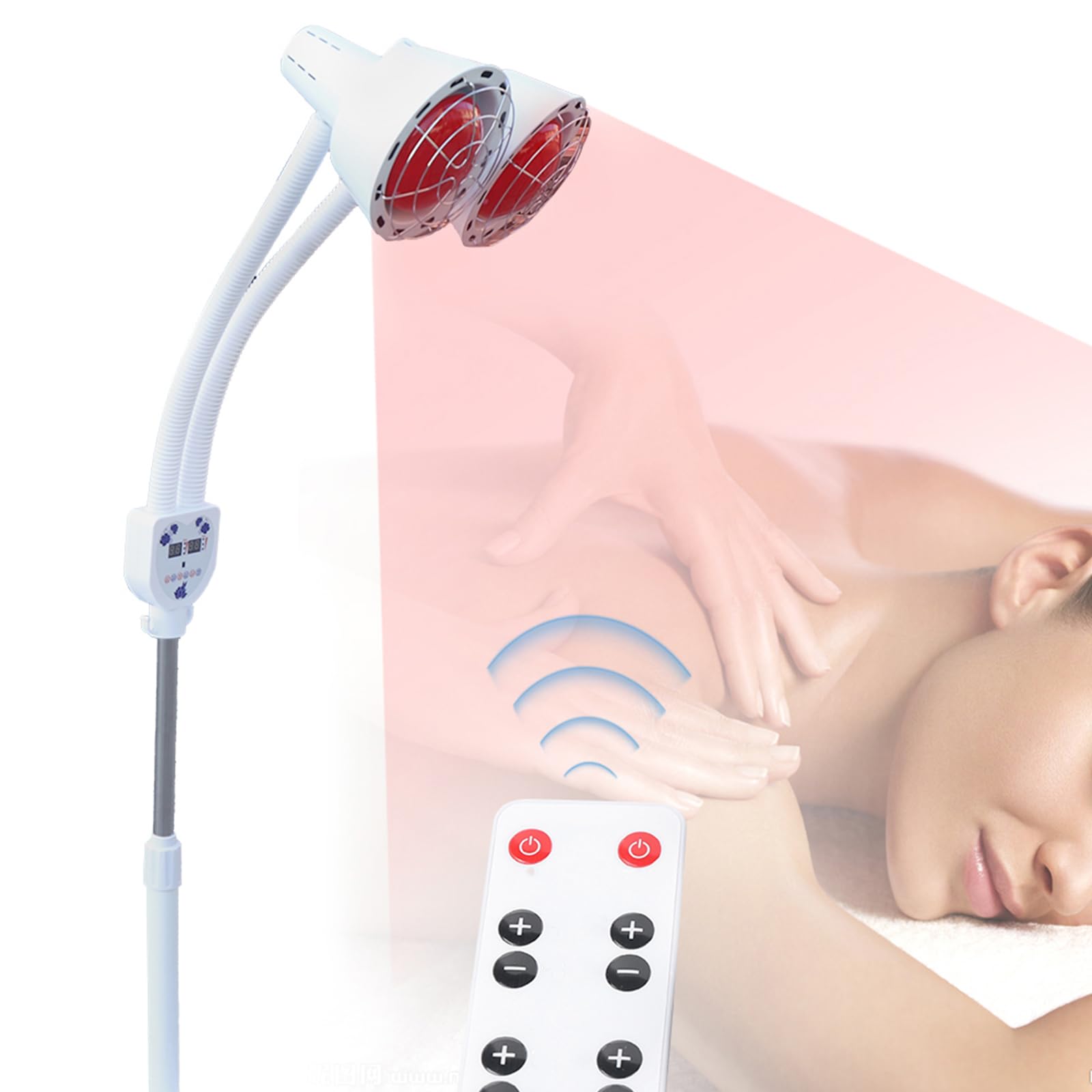 LuuChain Red Light Therapy 275W Red Near Infrared LED Light Red Light Therapy Panel for Body Pain Relief LED Red Light Therapy Device Infrared Light Stand Near Infrared Heat Lamp-2 Head