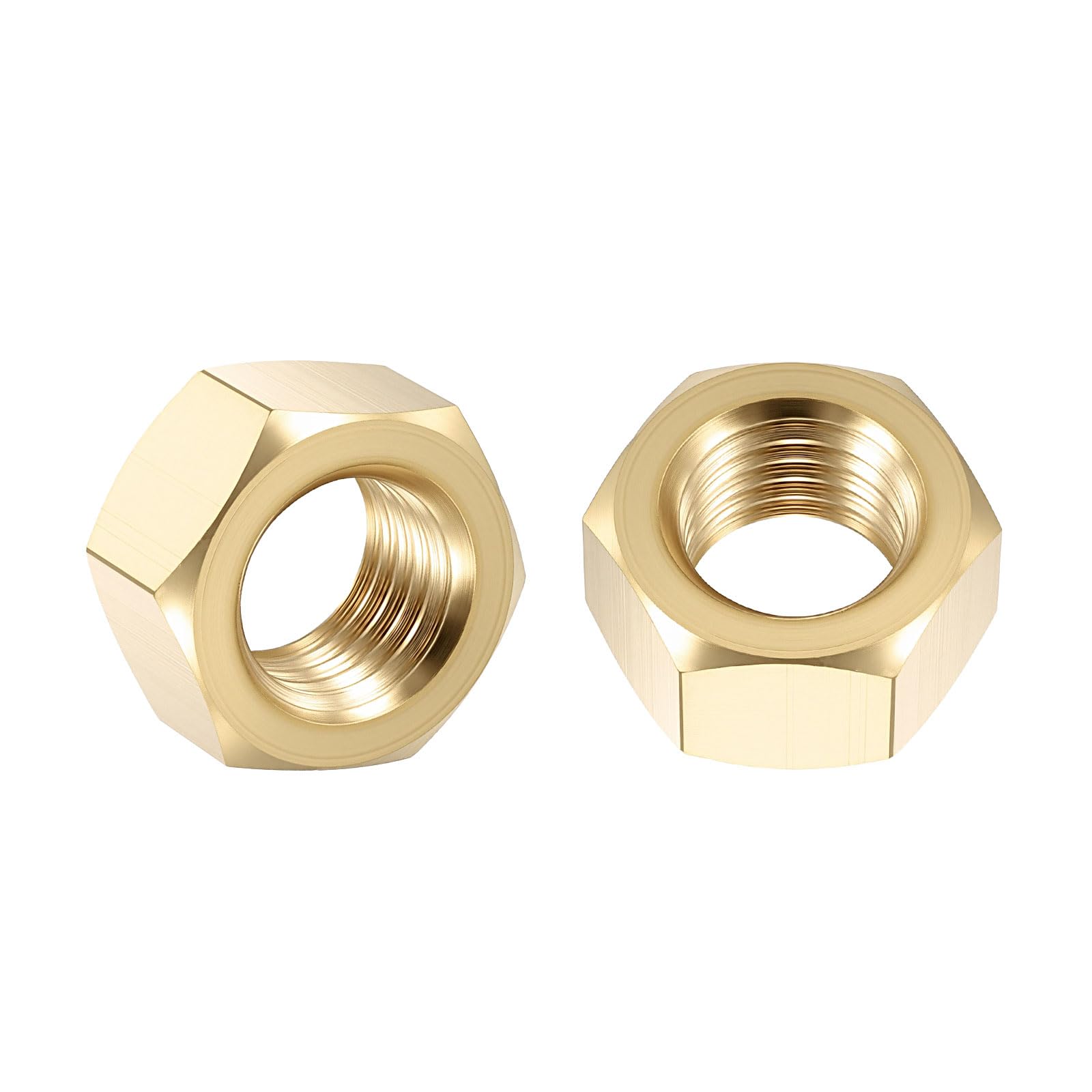 Kozelo 2pcs Hex Nuts - [3/4"-10] Brass Hardware Nuts for Mechanical Repair & Assembly, Electrical Fastening, Standard Coarse Thread Nut, Yellow