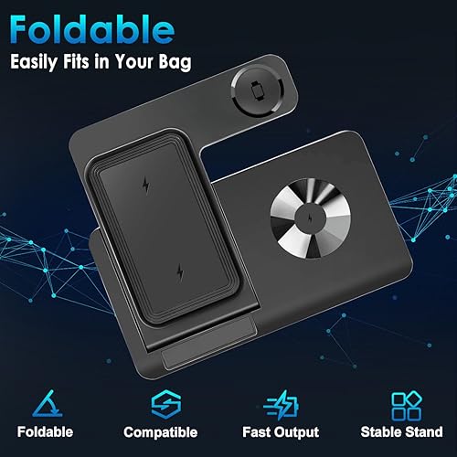 Miniatura 2 de Estación de carga 3 en 1 para múltiples dispositivos, cargador inalámbrico para iPhone serie 8-16 y Apple Watch, estación de carga inalámbrica para