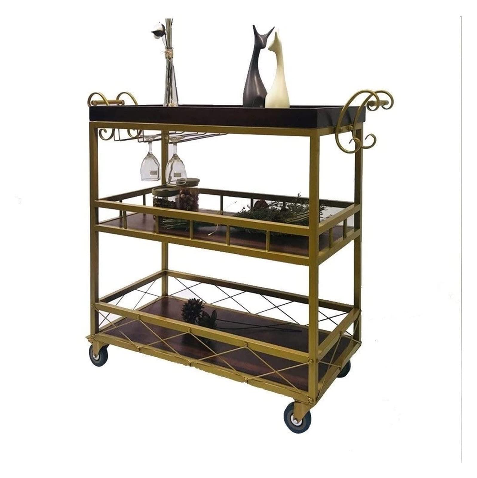 asdchZen Storage Rack Bar Serving Cart For Hotels Creative Restaurant, 3 Tier Trolley Serving Trolleys Drinksretro Drinks Cabinet Outdoor Drinks Trolle Hostess Trolleys