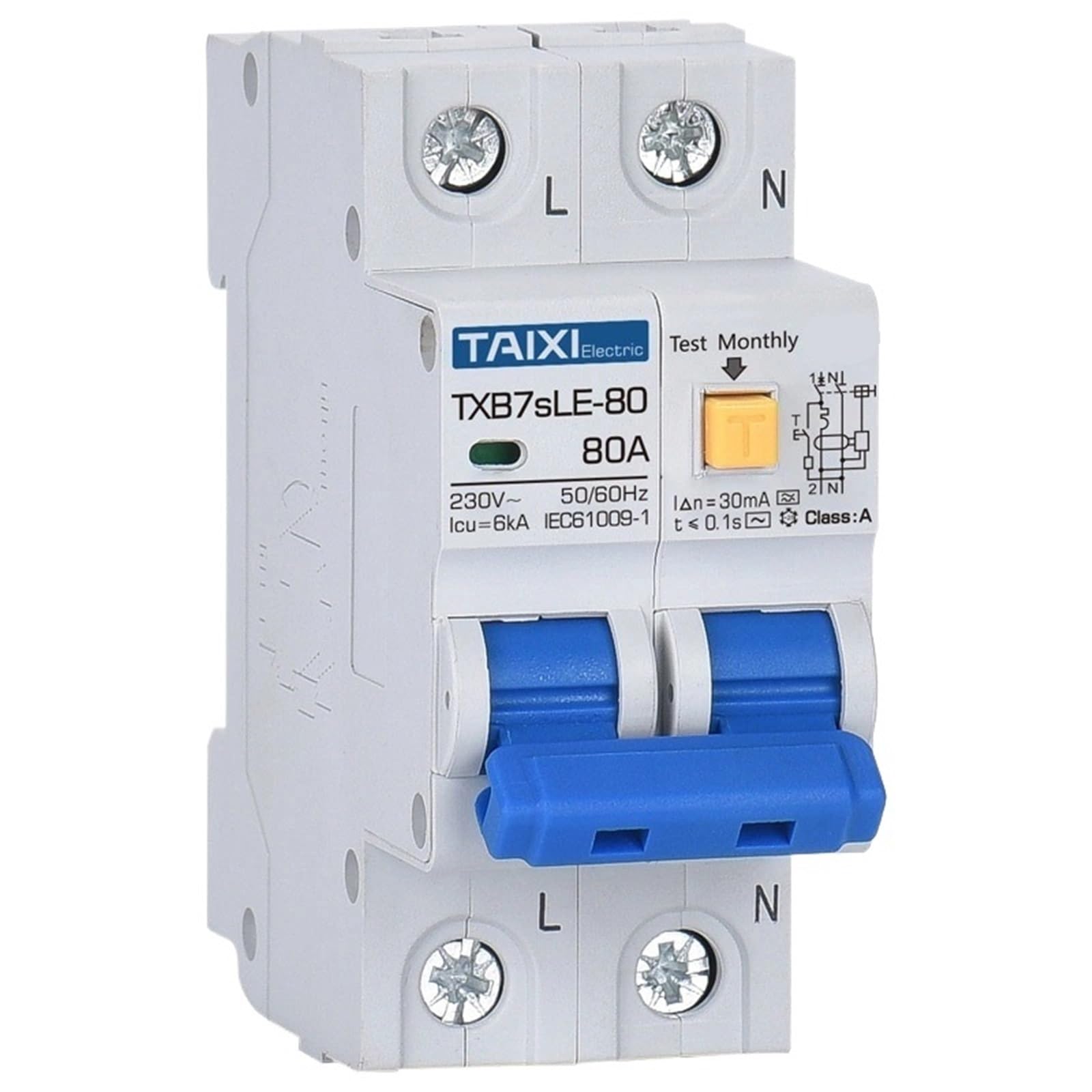 NUZEZCJG RCBO RCCB Type A/AC Residual Current Circuit Breaker MCB 220V 110V 10A 16A 20A 32A 40A 63A 30mA 15mA Leakage Protection(A Type AC110V 30mA,16A)