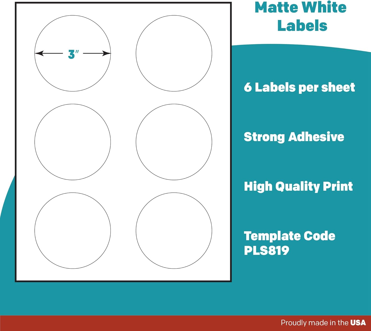 Premium Label Supply White Sticker Round Labels with Bleed – 3" Circle – Laser/Inkjet Compatible – (6 per Sheet), 100 Sheets – 600 Total Adhesive Labels