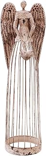 Morning View Metal Angel Statue Decor for Garden Yard Art Outdoor Standing Large Angel Decorations with Heart Antique Patio Patio Lawn Holiday Christmas 32 Inches Tall