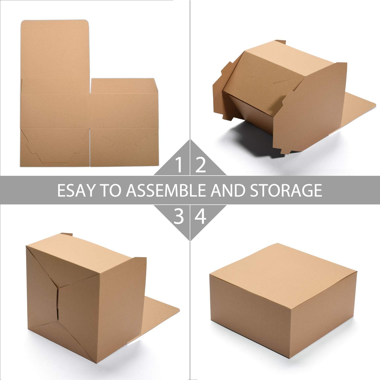 GSSUSA Small Gift Boxes 8x8x4 Inches,12 Pack Paper Gift Boxes With Lids For Party Favor, Birthday, Christmas,Wedding,Crafting ; Easy Assemble Bridesmaid Proposal Box or Groomsmen Gifts Boxes(Brown)