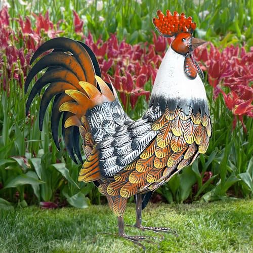 Kircust-Garden-Rooster-Statues-Sculpture-Metal-Chicken-Animal-Yard-Art-Lawn-Ornament-Figurines-Artwork-for-Outdoor-PatioBackyard-and-Home-Kitchen-Decoration Kircust Garden Rooster Statues Sculpture Metal Chicken Animal Yard Art Lawn Ornament Figurines Artwork for Outdoor PatioBackyard and Home Kitchen Decoration