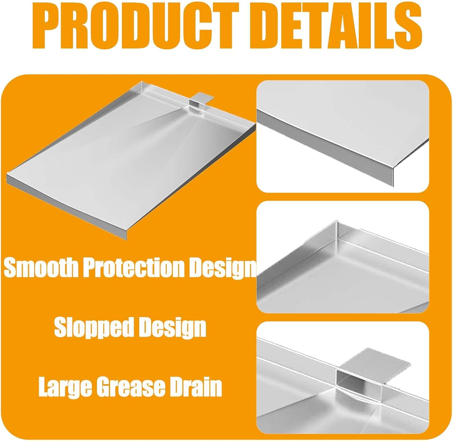 Drip Tray Heat Baffle Replacement Parts for Traeger Tailgater 20 Bronson 20 Unior Elite 20 Pellet Smoker Grill,BBQ Accessories for Traeger BBQ055 BBQ155 TFB29 TFB30 Grease Tray,Stainless Steel