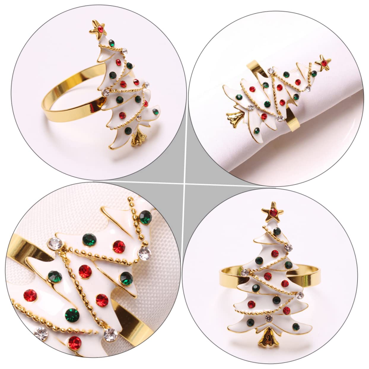 MAGICLULU 3 Sätze Weihnachtsserviettenringe Goldener Serviettenring Dekorationen Christmas Decorations Table Weihnachtsdeko Schreibtisch Weihnachtsfeier Serviettenring Weiß 4 Stück * 3