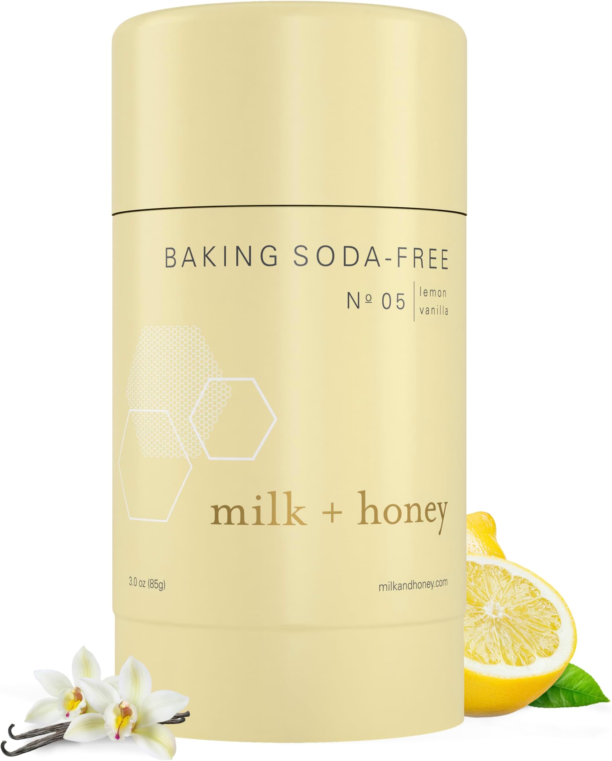 Deodorant No. 05 – Baking Soda Free, Aluminum-Free Natural Deodorant for Women & Men, Lemon and Vanilla Scent, 2.6 oz