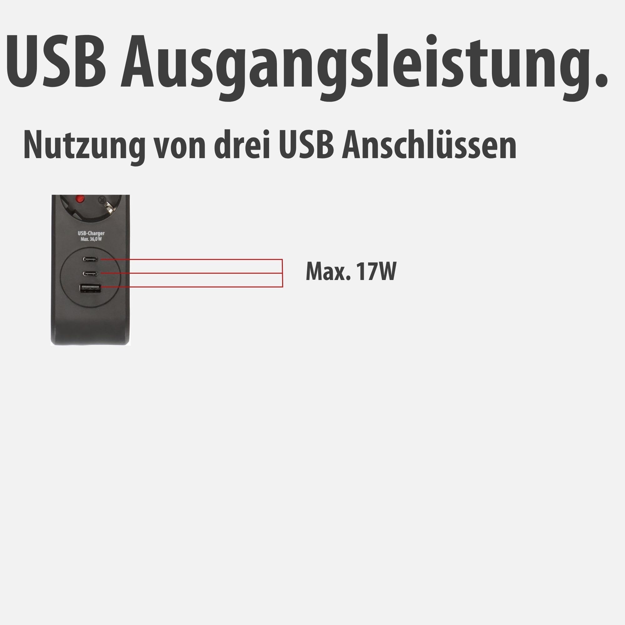Brennenstuhl Ciabatta elettrica a 6 prese con USB e protezione da sovratensioni (presa multipla con 2 prese USB C PD 36 W per ricarica rapida e 1 USB A 36 W, interruttore, cavo da 2 m) nero