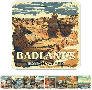 Generic Vintage Badlands National Park Sticker - Waterproof Durable Adhesive UV-Resistant Vinyl Decal for Car Bumper, Laptop, Water Bottle, Wall, and Window, Size - 5'' Longer Side