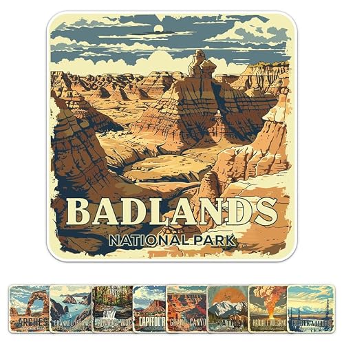 Generic Vintage Badlands National Park Sticker - Waterproof Durable Adhesive UV-Resistant Vinyl Decal for Car Bumper, Laptop, Water Bottle, Wall, and Window, Size - 3'' Longer Side