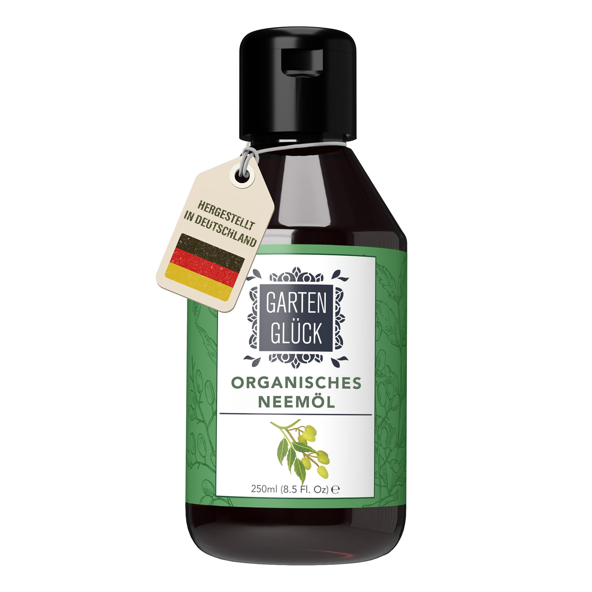 Garten Glück® Bio Neemöl mit Emulgator hochkonzentriert - 250ml - Multi-Use Insektenschutz für Garten, Haus, Pflanzen & Blumen - Niemöl - Trauermückenfrei, Vernichtet Blattläuse & andere Insekten