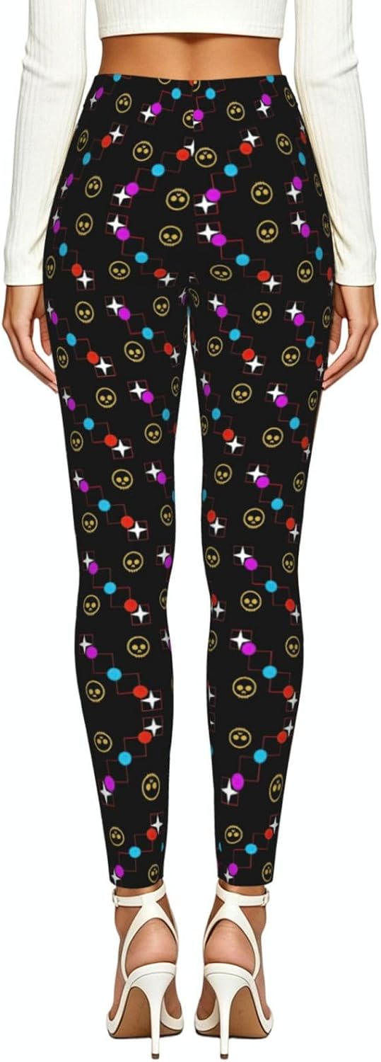 Skull Star Stretch Leggings,Opaque Printed Elasticity Pants for Workout