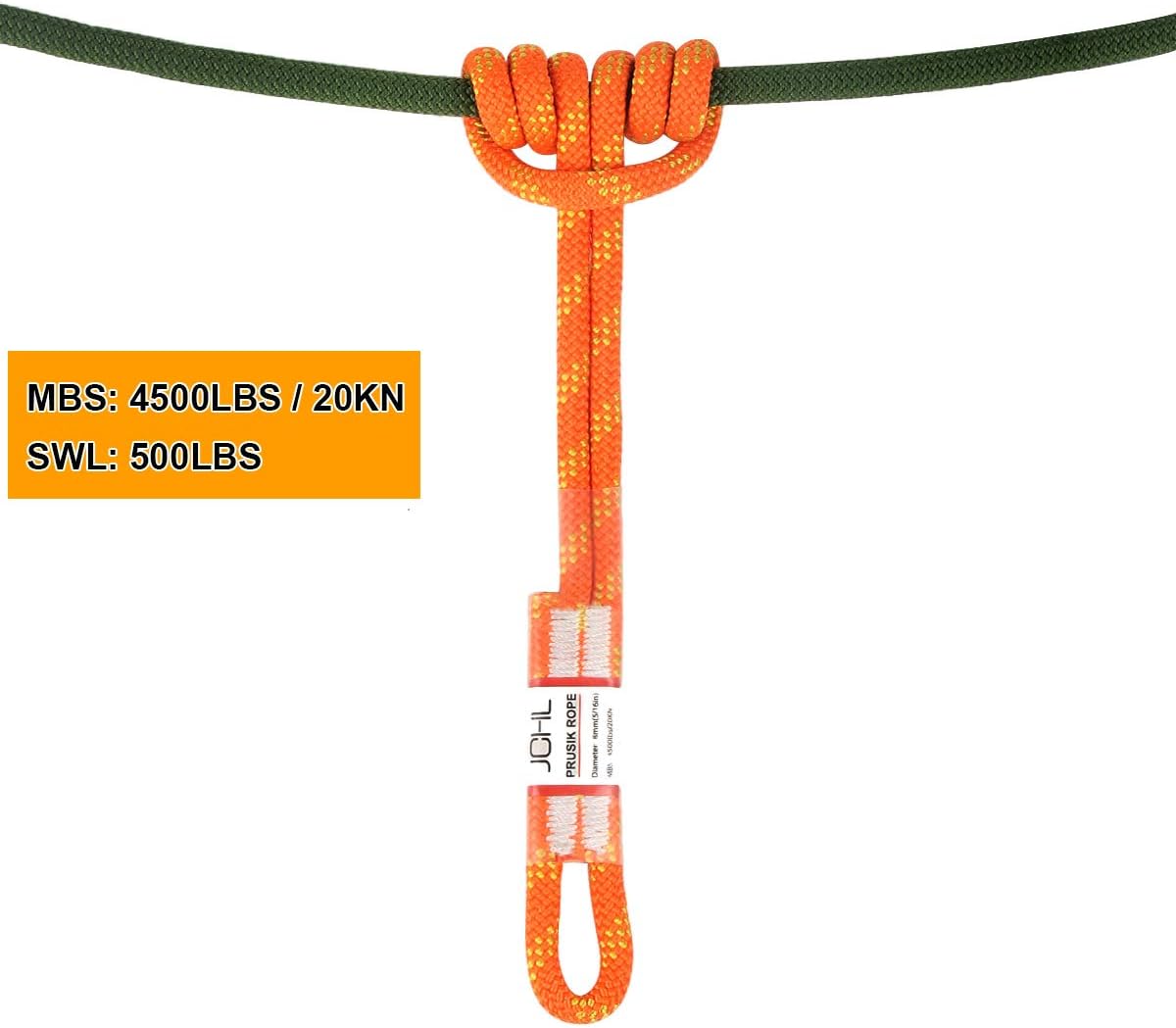 JCHL 8mm Prusik Cord Pre-Sewn 18in Prusik Loop Sewn Loop for Climbing Arborist Rescue Mountaineering Rope : Sports & Outdoors