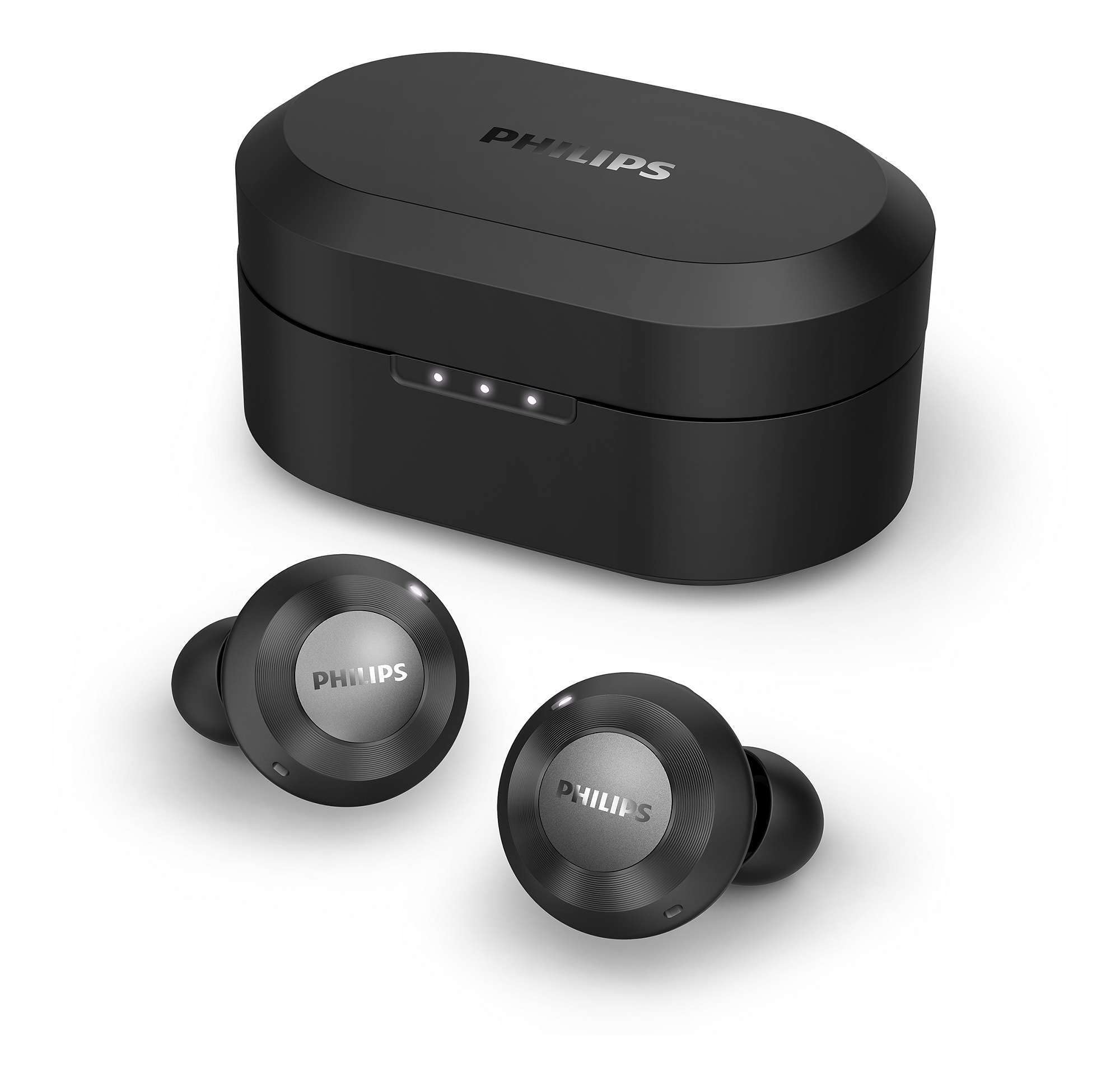 Philips T8505 True Wireless Earbuds, Hybrid Active Noise Canceling (ANC), Bluetooth 5.0 Voice Assistant, IPX4 Splash Resistant, App Control, USB-Charging, Wireless Charging case Included (TAT8505BK)