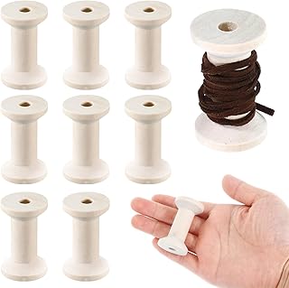 8 Pcs Unfinished Wooden Barrel Spools for Crafts 2 Inch Empty Natural Wood Thread Spools Barrel Textile Bobbin Antique Natural Wood Thread Spool for Organizing Cord Twine Ribbon Chains Elastic Threads