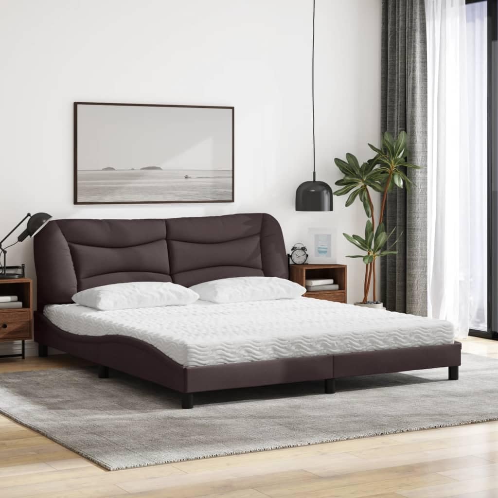 Lit avec Matelas Hvar Marron foncé 180x200 cm Tissu,Meubles,Lits & Accessoires,Lits & Cadres de lit,50.4 kg-3208551