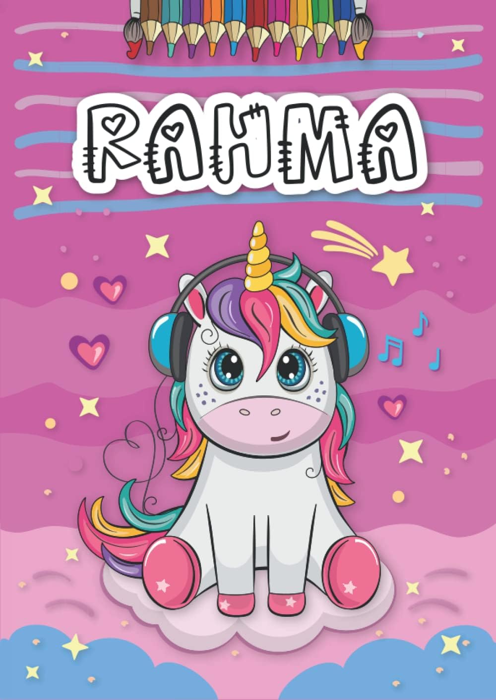 Rahma: Livre de coloriage personnalisé pour Rahma | Licorne | Cadeau d'anniversaire pour fille ... | 4 à 8 ans | 25 motifs de licorne avec le prénom Rahma, Grand format A4 (21 x 29.7 cm)