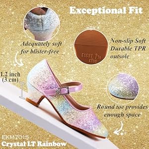 EIGHT KM meisjes lage hakken Mary Jane formele kleding pumps Princess schoenen EKM7015 Sprankelende Glitters Geleidelijke Purper maat EU 34