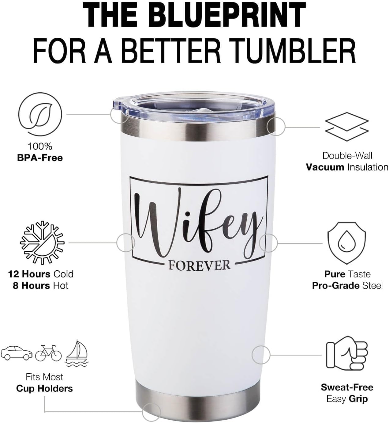 Gifts for Wife from Husband - Wedding Anniversary for Women, Birthday, Christmas, Valentines Day, Mothers Day Gifts for Wives, Best Wife Gift Ever - Wifey Tumbler Mug Cup, 20 oz Stainless Steel - Image 5
