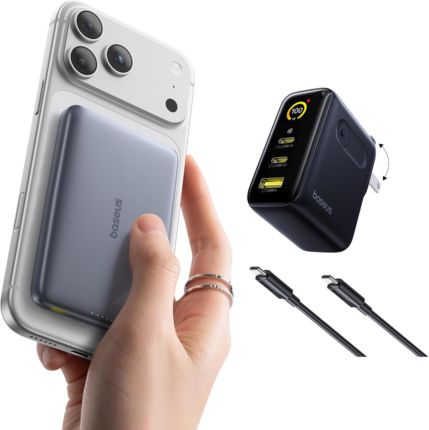 Baseus Picogo Power Bank Ultra Slim 10,000mAh 27W Picogo 100W USB C Charger