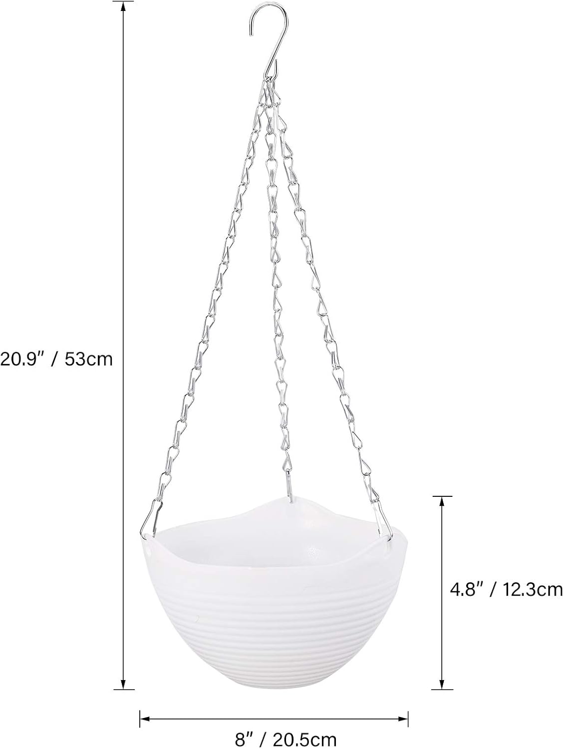 Foraineam 8 Pack White Hanging Planters Self-Watering Indoor Outdoor Garden Flower Plant Pot Containers with Drainer and Hanging Chain