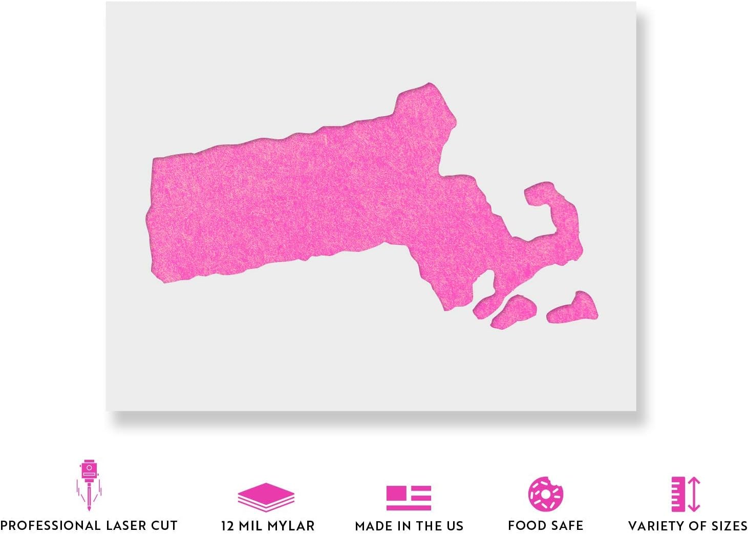 Massachusetts State Stencil - Bring A Touch of America to Your Home Decor, Laser Cut Stencils, Drawing Stencils