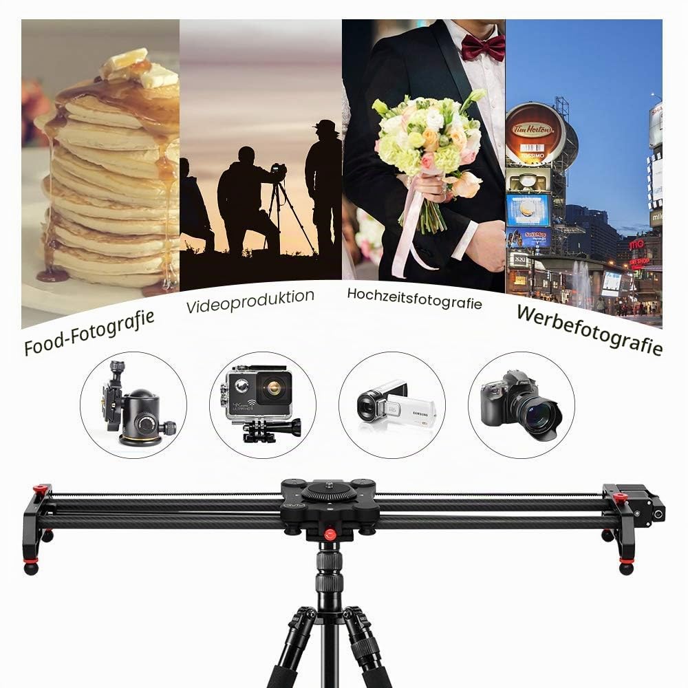 GVM 80 cm Slider Kamera, motorisiert, Track Dolly Slider, Slider Kamera, Schienensystem mit motorisiertem Beschleuniger und Videoaufnahmen, Follow Focus Shot, Panoramaaufnahme von 120 ° – 80 cm