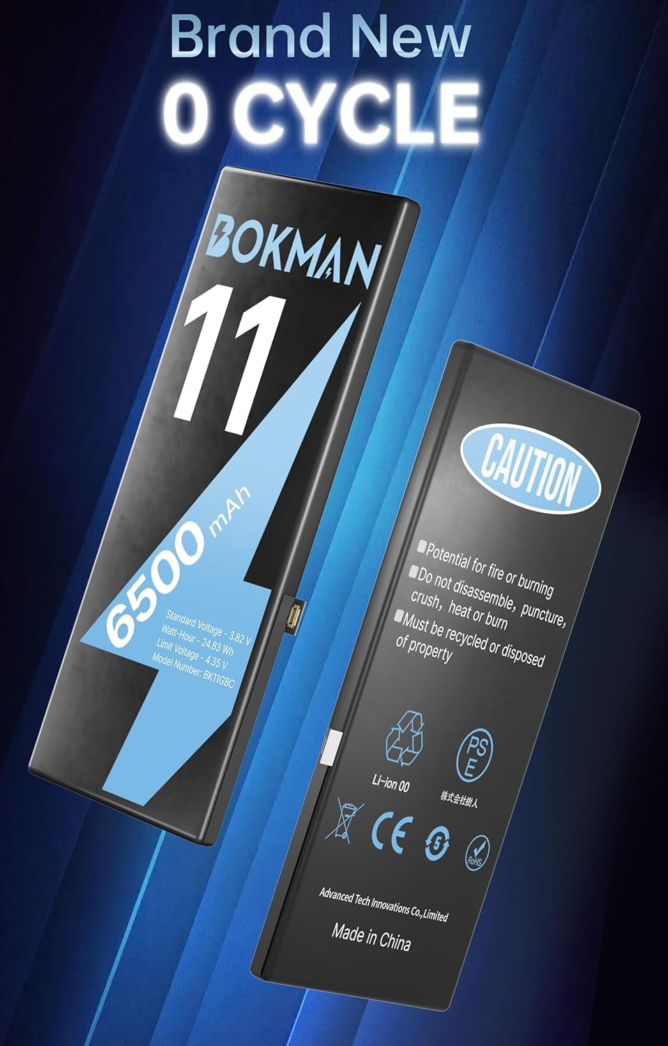 bokman Batteria per iPhone 11 6500mAh, Batteria Interna di Ricambio ad Alta Capacità con Kit di Riparazione, Strumenti e Strisce Adesive, Compatibile A2111 A2221 A2223