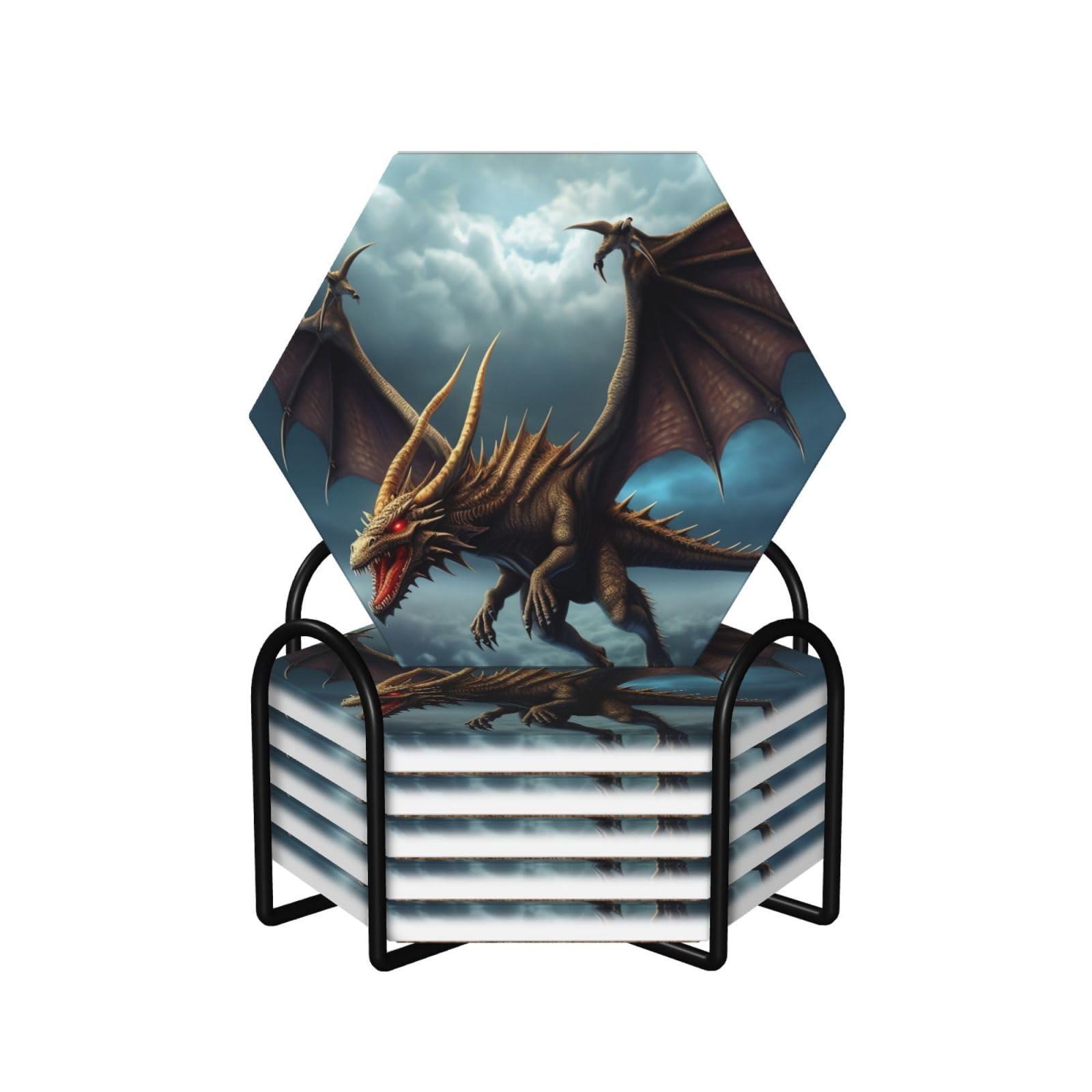 Tapis de tasse en céramique absorbante anti-rayure motif dragon volant