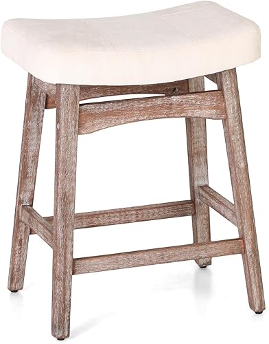 Miniatura 119 de Sophia & William Juego de 4 taburetes de bar de altura de mostrador, modernos taburetes de bar de piel sintética sin respaldo con patas de madera