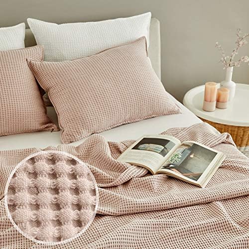 MHD l Modal Waffle Blanket : Breathable Lightweight Soft Blanket, Cooling with Modal & Cotton Fabric l Light Pink, King(82" x 105"), [Made in Korea]