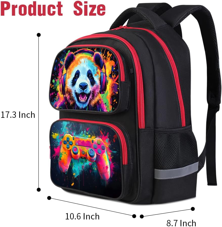 Cartoon Kids Backpack for School - 17 Inch Lightweight Bookbag with 3D Reflective Design & Luminous Safety Strips | Durable 600D Polyester, Adjustable Straps for Ages 6-18 - Image 2