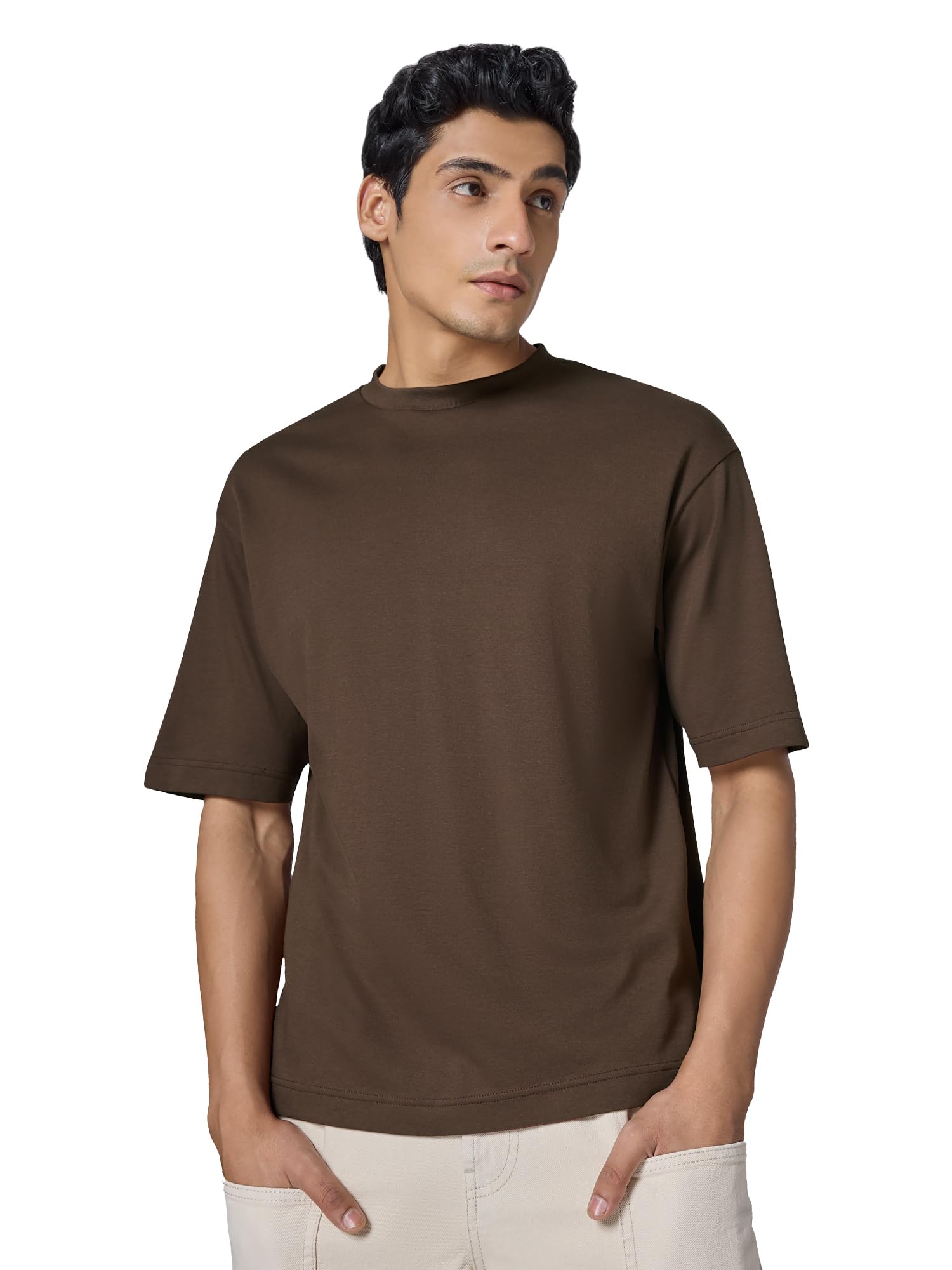 - Drift Oversized Tshirt for Men | 100% Combed Cotton | Solid Roundneck Drop Shoulders Half-Sleeve T Shirt