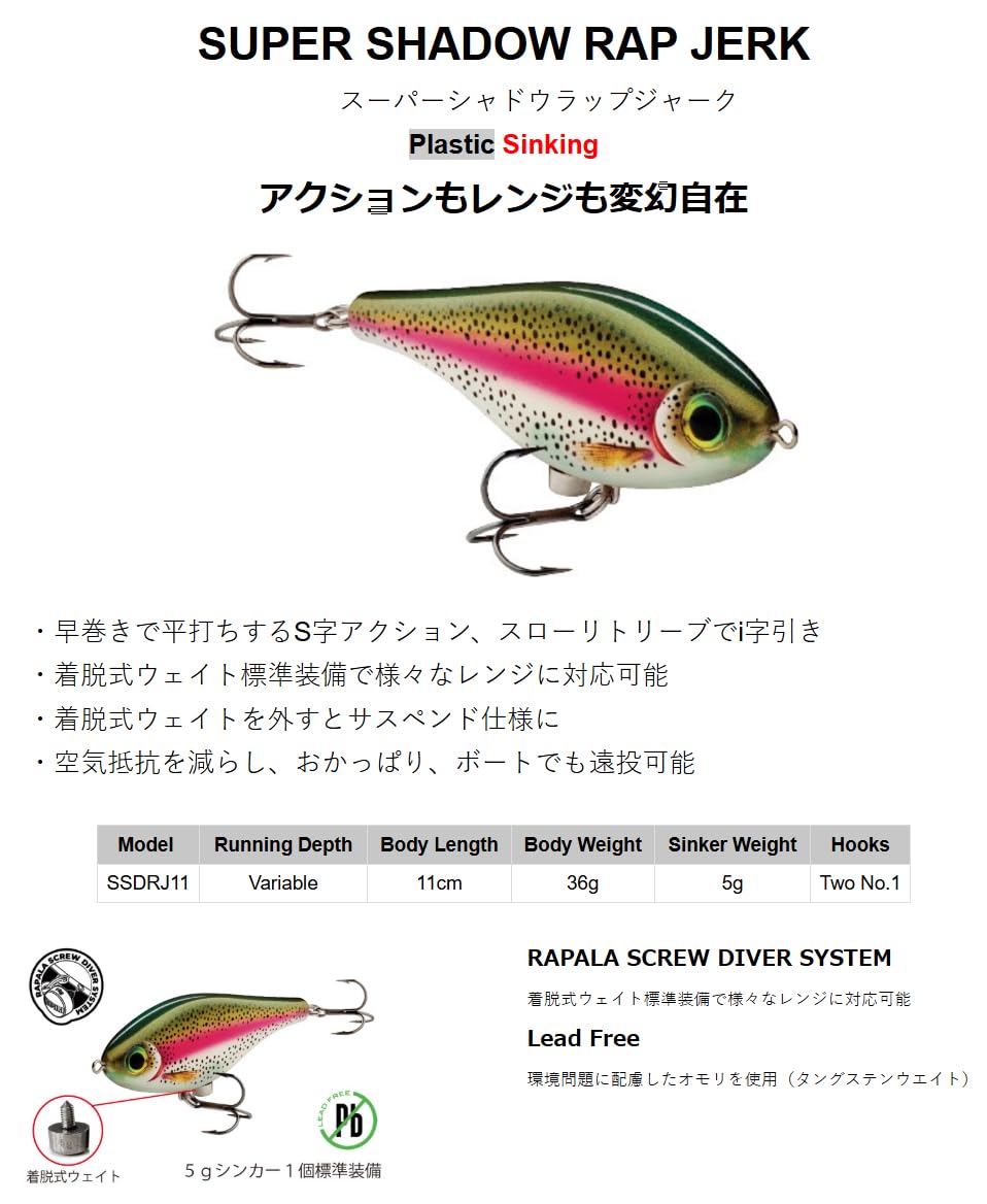 スーパーシャドウラップ ラパラ RAP ラパラ(Rapala) SHADOW 16cm