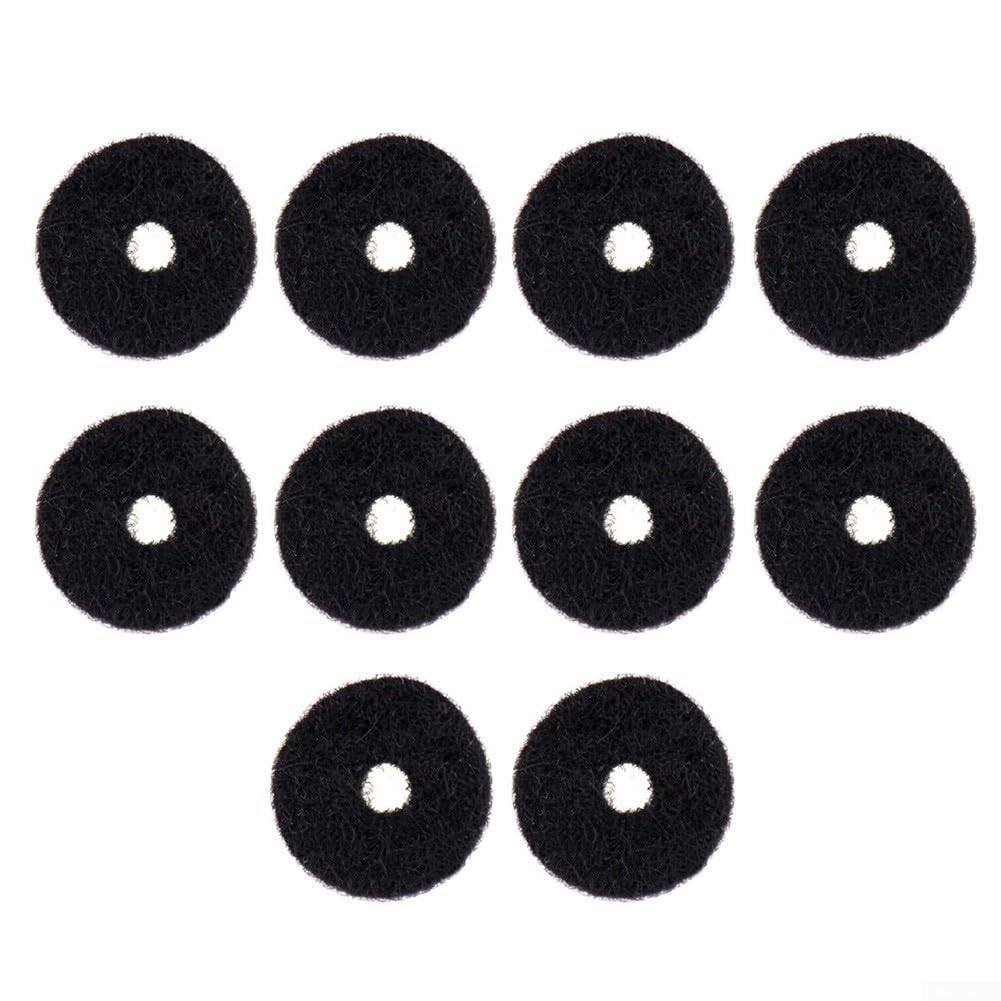 Confezione Da 10 Rondelle In Feltro Per Pulsanti Tracolla Chitarra &ndash; Protezione &ndash; Nero/Bianco (13mm)