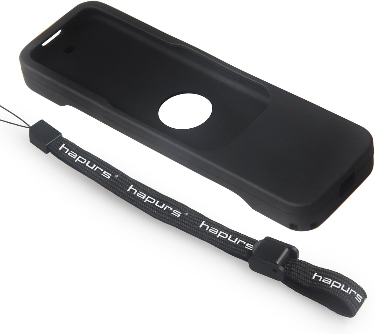 Hapurs Anti-Slip Silicone Protective Cover Case with Wirst Strap for Apple TV 4th Generation Siri Remote Controller Included Lanyard