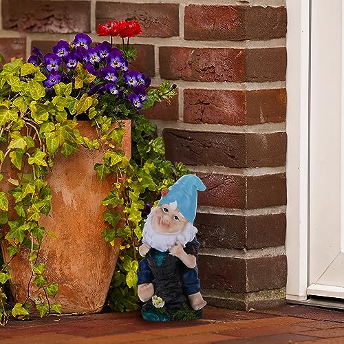 Relaxdays Gartenzwerg mit Tragekorb, wetterfest, frostsicher, HxBxT: 24 x 11 x 10 cm, Garten Wichtel, Kunststein, bunt – Bild 5